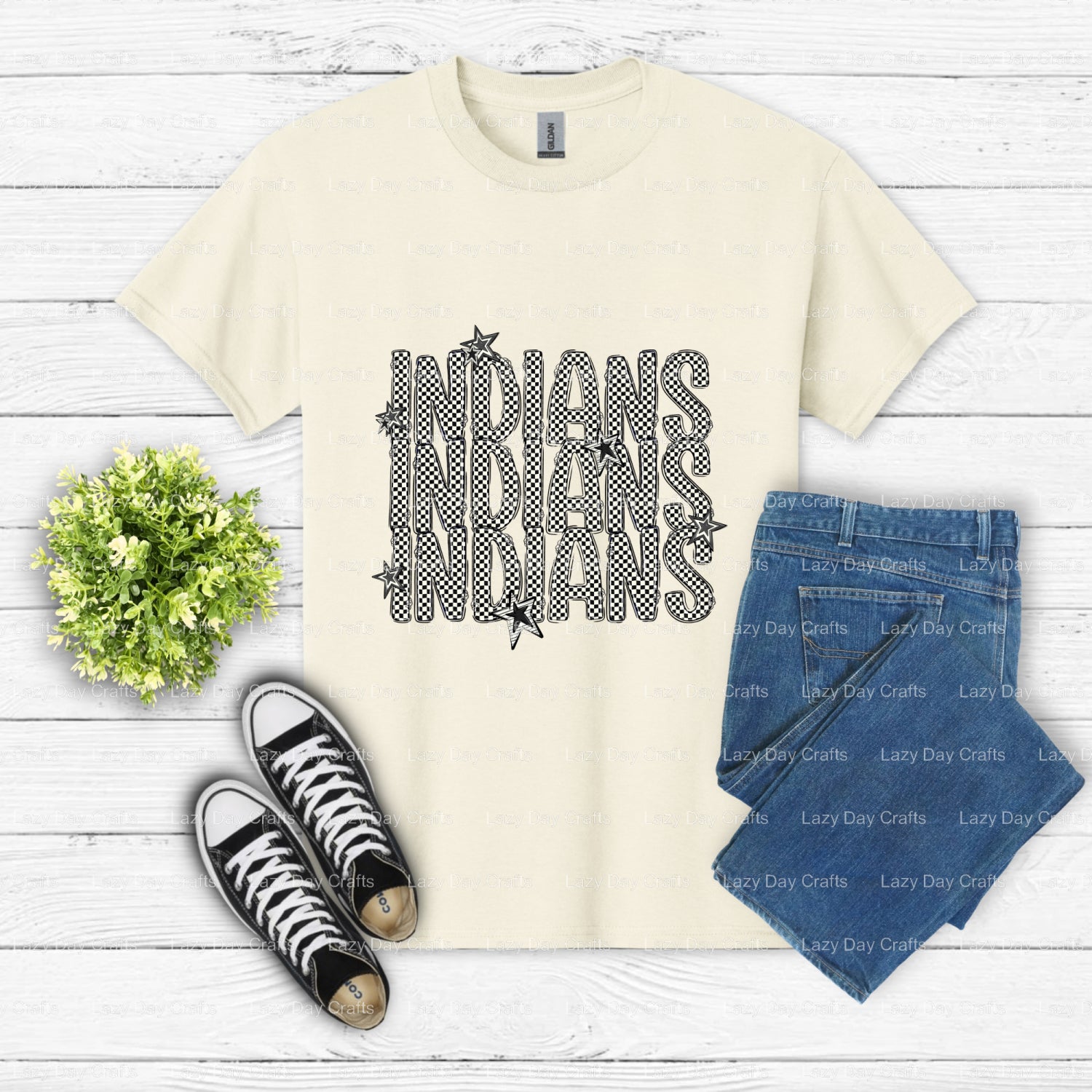 INDIANS School Mascot Feather – DTF Transfer (view 1 of 2) – by Lazy Day Crafts – DTF Transfers – School Mascot, Apparel D...