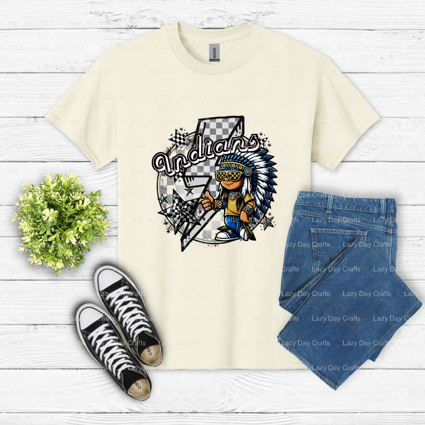 INDIANS School Mascot – School Spirit DTF Transfer (view 1 of 2) – by Lazy Day Crafts – DTF Transfers – DTF Transfer, Scho...