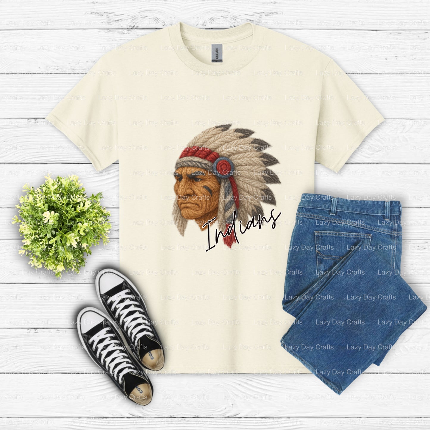INDIANS School Mascot – School Spirit DTF Transfer (view 2 of 2) – by Lazy Day Crafts – DTF Transfers – School Mascot, DTF...