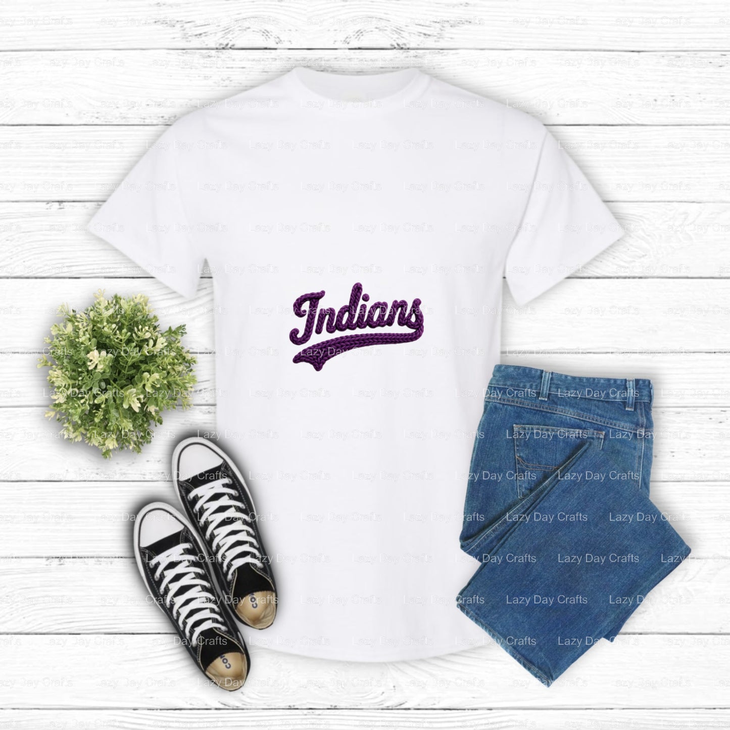 INDIANS School Mascot Spirit – DTF Transfer (view 2 of 2) – by Lazy Day Crafts – DTF Transfers – School Mascot, School Spirit