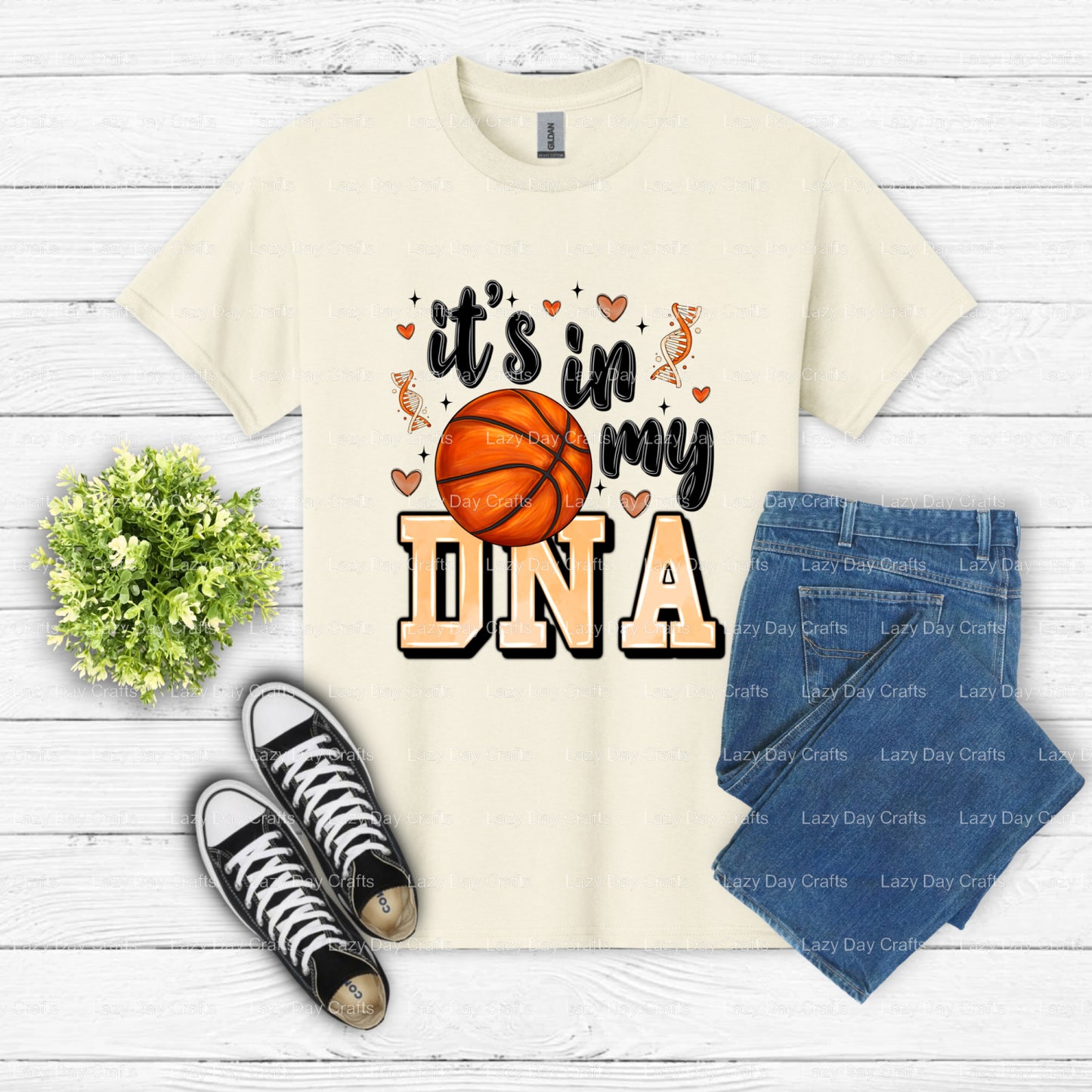 IT'S IN MY DNA – Basketball DTF Transfer (view 2 of 2) – by Lazy Day Crafts – DTF Transfers – DTF Transfers, Premade DTF