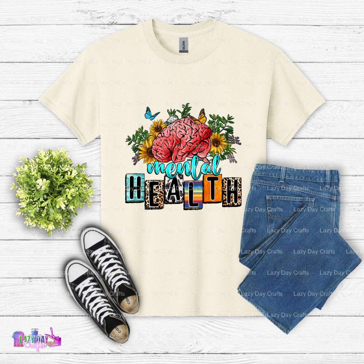 IT'S OKAY TO NOT BE OKAY. – Mental Health DTF Transfer (view 1 of 2) – by Lazy Day Crafts – DTF Transfers – Mental Health,...