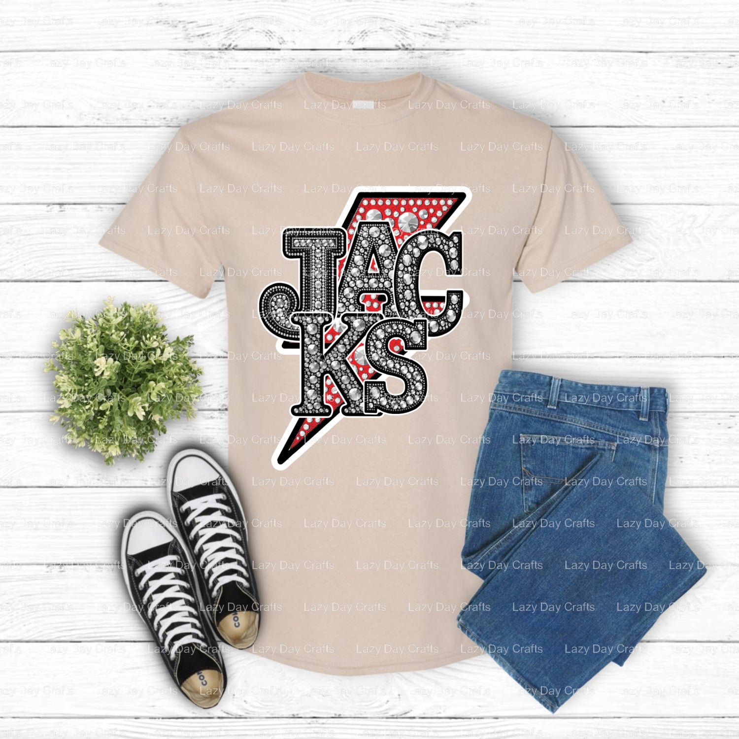 JACKS Lightning Bolt School Mascot – DTF Transfer (view 2 of 2) – by Lazy Day Crafts – DTF Transfers – School Mascot, DTF...