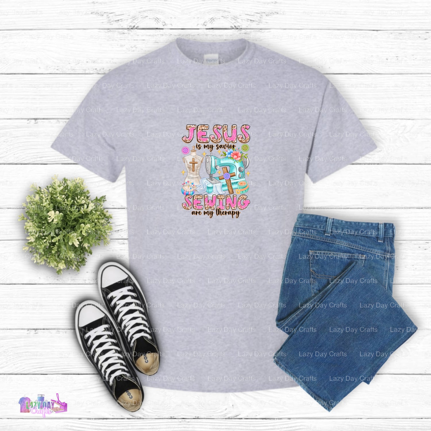Jesus Is My Savior Sewing Are My Therapy – Christian Crafter DTF Transfer (view 1 of 2) – by Lazy Day Crafts – DTF Transfe...