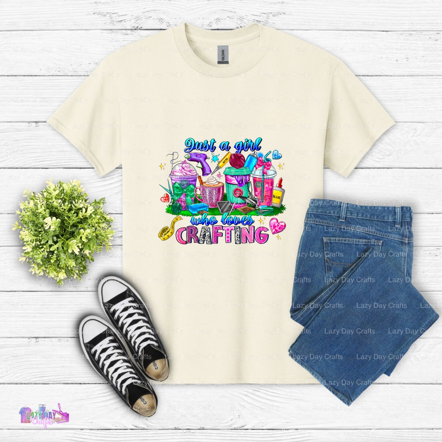 just a girl who loves crafting coffee – Crafting Hobbies DTF Transfer (view 2 of 2) – by Lazy Day Crafts – DTF Transfers –...