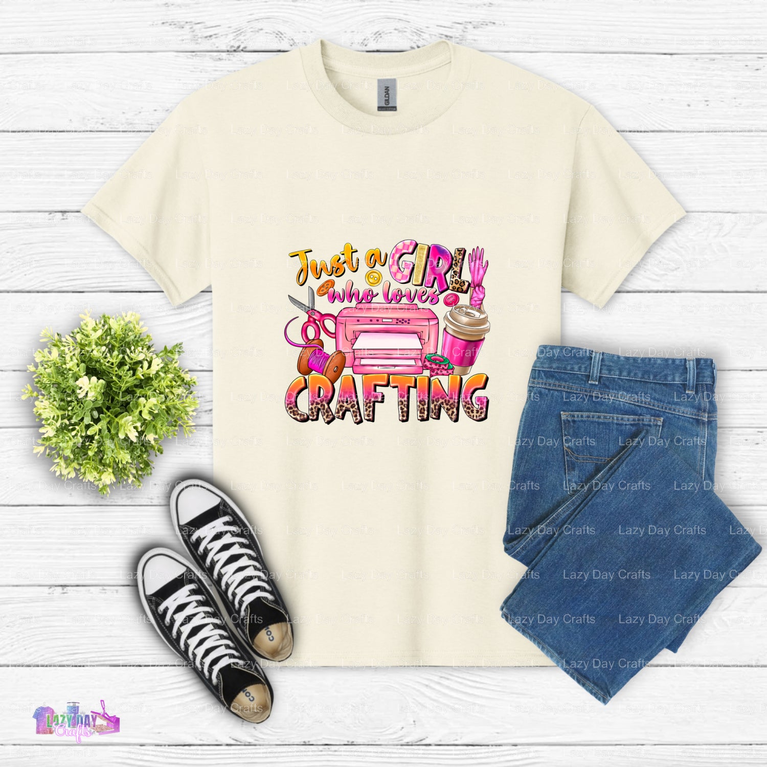 Just a Girl Who Loves Crafting – Hobbies DTF Transfer (view 2 of 2) – by Lazy Day Crafts – DTF Transfers – Crafting, Hobbies