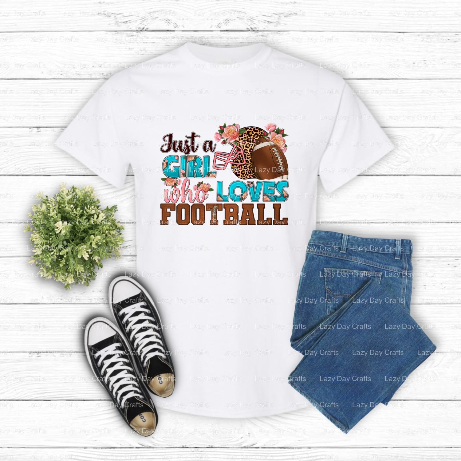 Just A Girl Who Loves Football – Football DTF Transfer (view 2 of 2) – by Lazy Day Crafts – DTF Transfers – DTF Transfers,...