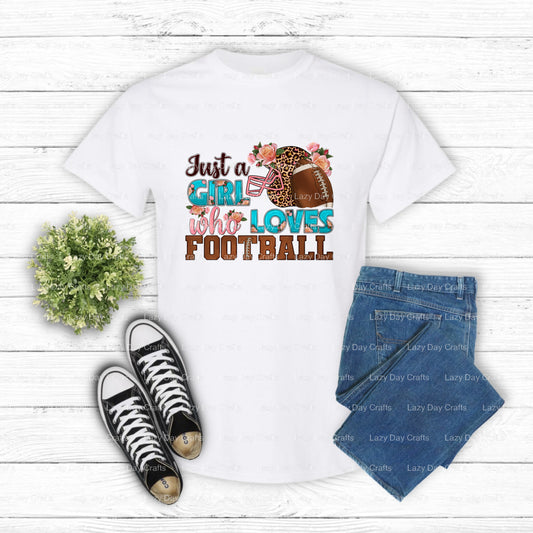 Just A Girl Who Loves Football – Football DTF Transfer (view 2 of 2) – by Lazy Day Crafts – DTF Transfers – DTF Transfers,...
