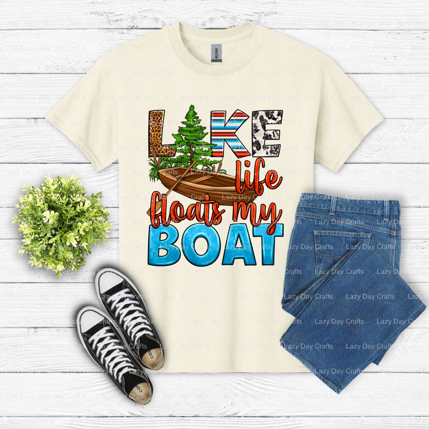 LAKE LIFE FLOATS MY BOAT – Lake DTF Transfer (view 2 of 2) – by Lazy Day Crafts – DTF Transfers – DTF Transfers, Premade DTF