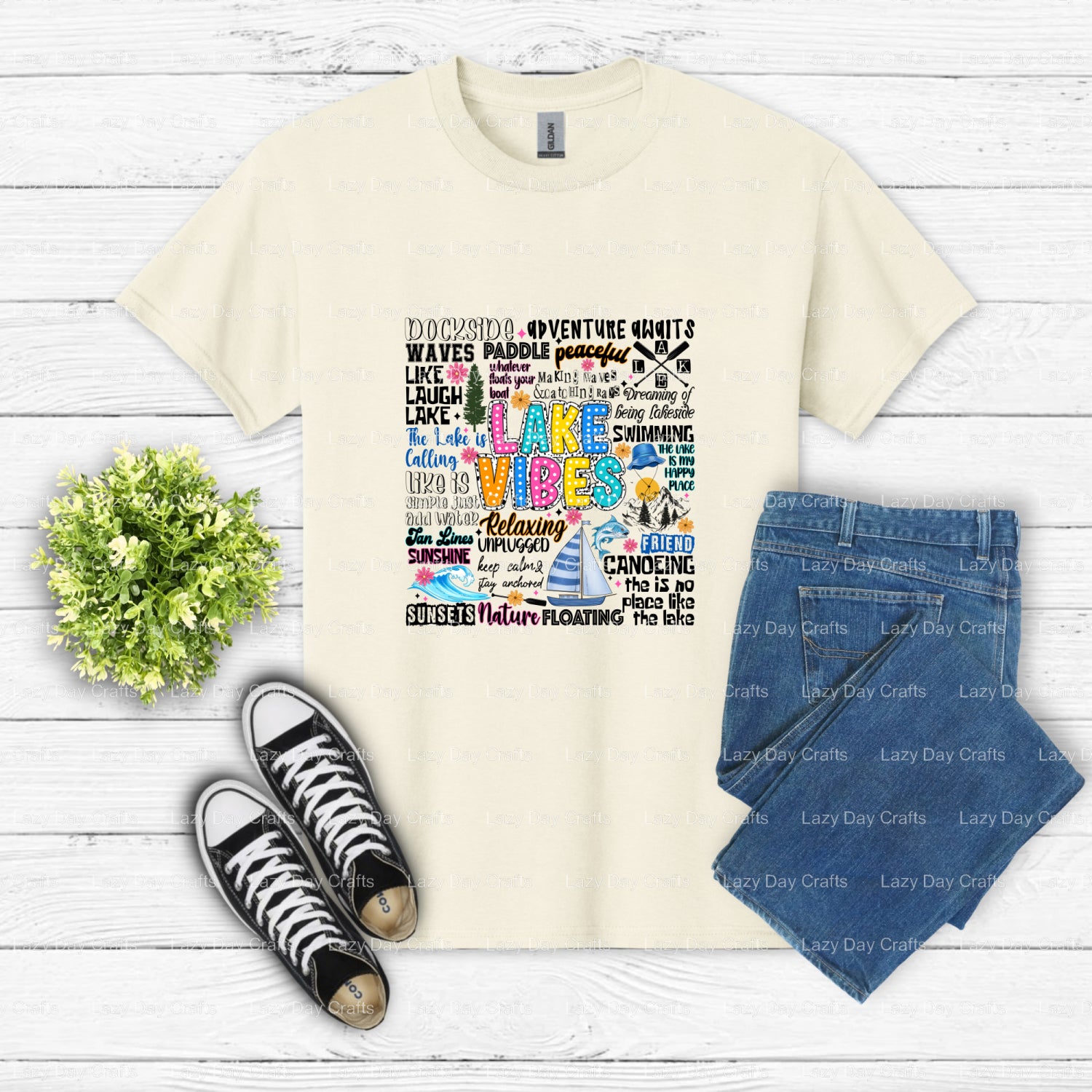 LAKE VIBES – DTF Transfer (view 2 of 2) – by Lazy Day Crafts – DTF Transfers – DTF Transfers, custom apparel