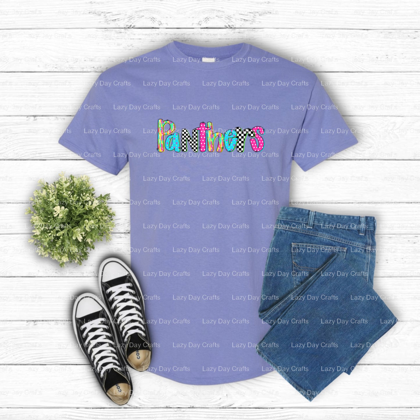 Leaping Panther Mascot – School Spirit DTF Transfer (view 1 of 2) – by Lazy Day Crafts – DTF Transfers – School Spirit, Ap...