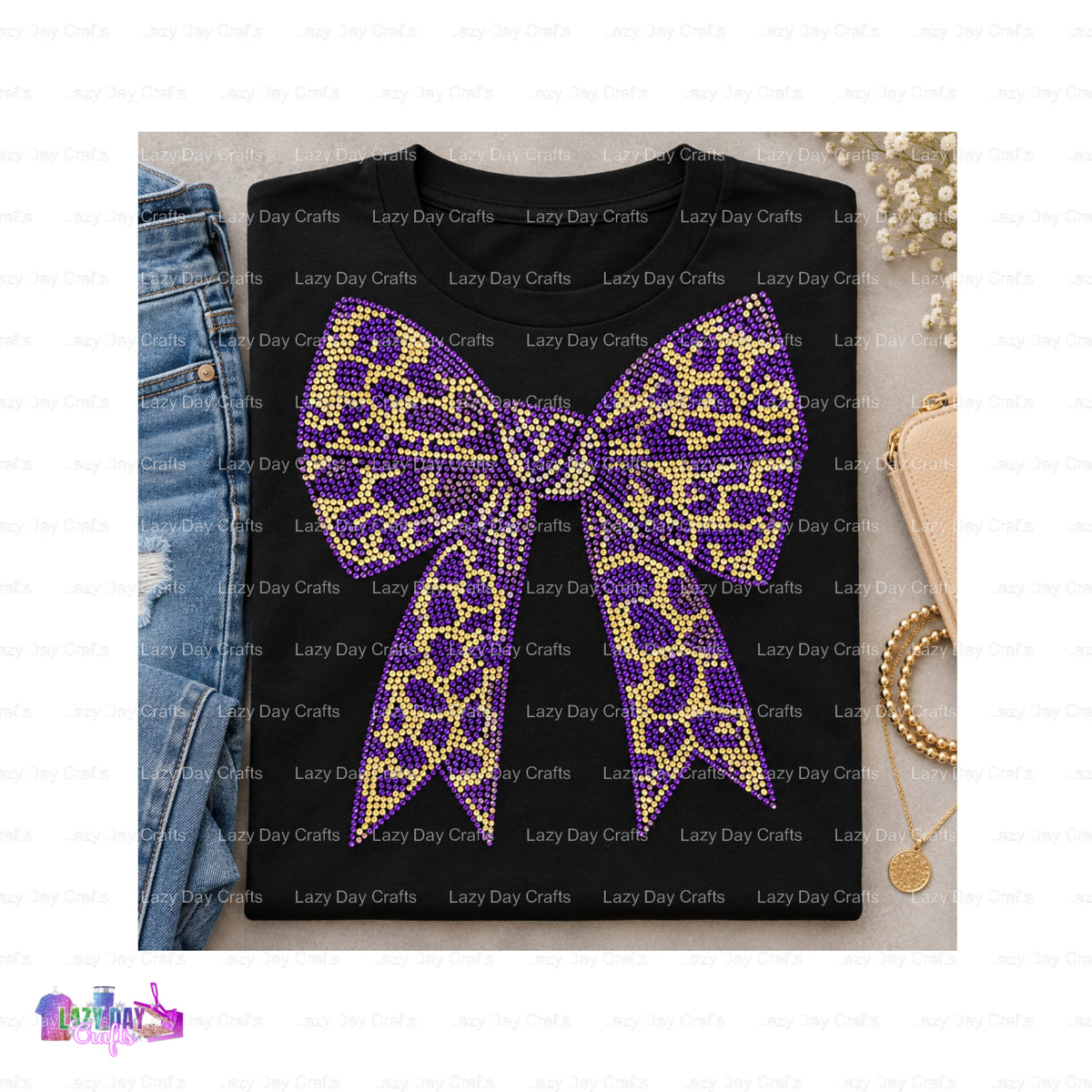 Leopard Bow Spangle Transfer – by Lazy Day Crafts – Spangle Transfers – Spangle Transfers, Spangles