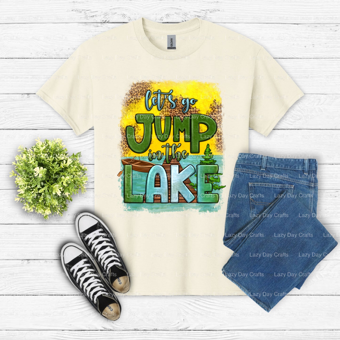 LET'S GO JUMP IN THE LAKE – Lake DTF Transfer (view 1 of 2) – by Lazy Day Crafts – DTF Transfers – DTF Transfers, custom a...