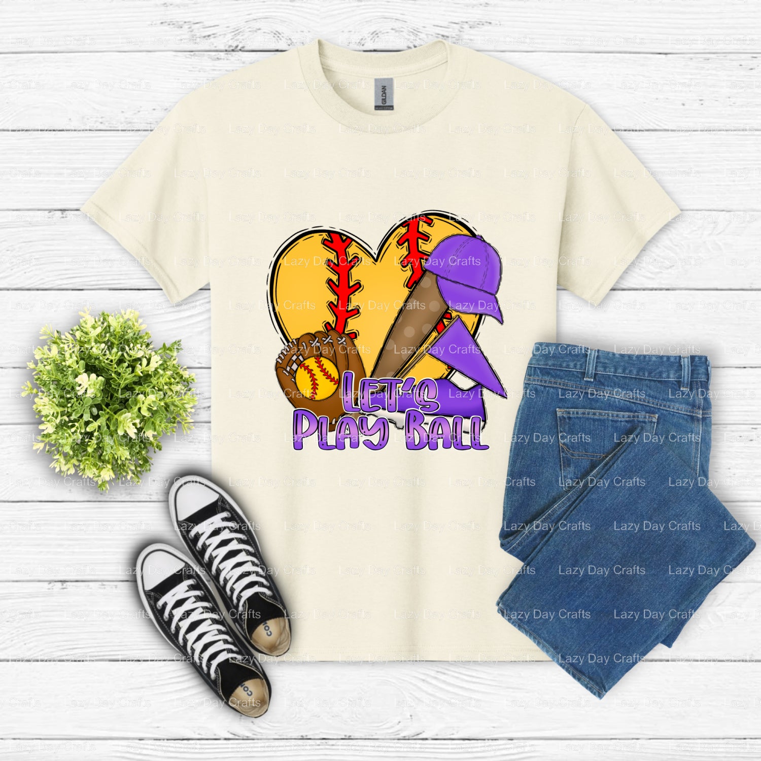 Let's Play Ball – Softball DTF Transfer (view 1 of 2) – by Lazy Day Crafts – DTF Transfers – DTF Transfers, Premade DTF