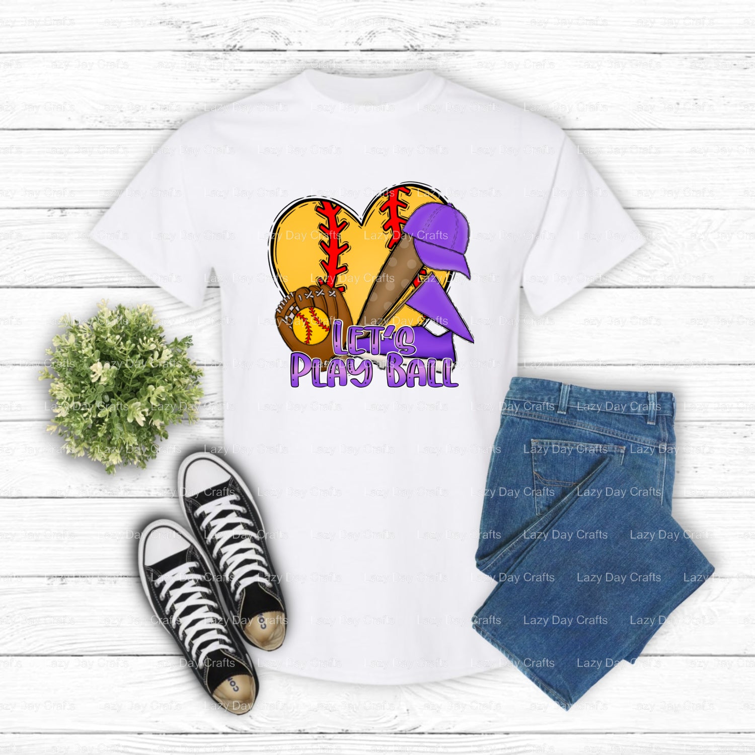 Let's Play Ball – Softball DTF Transfer (view 2 of 2) – by Lazy Day Crafts – DTF Transfers – DTF Transfers, Premade DTF