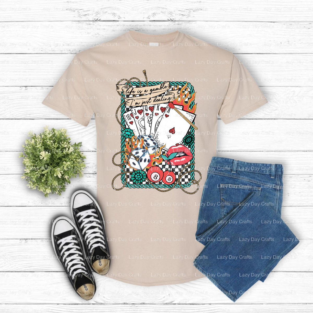 Life's a Gamble Deal With It – Western DTF Transfer (view 1 of 2) – by Lazy Day Crafts – DTF Transfers – DTF Transfers, DT...