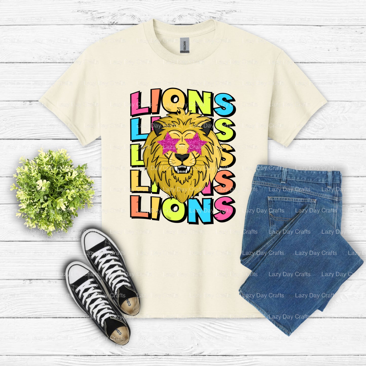 Lion Mascot Head – School Spirit DTF Transfer (view 1 of 2) – by Lazy Day Crafts – DTF Transfers – School Mascots, DTF Tra...
