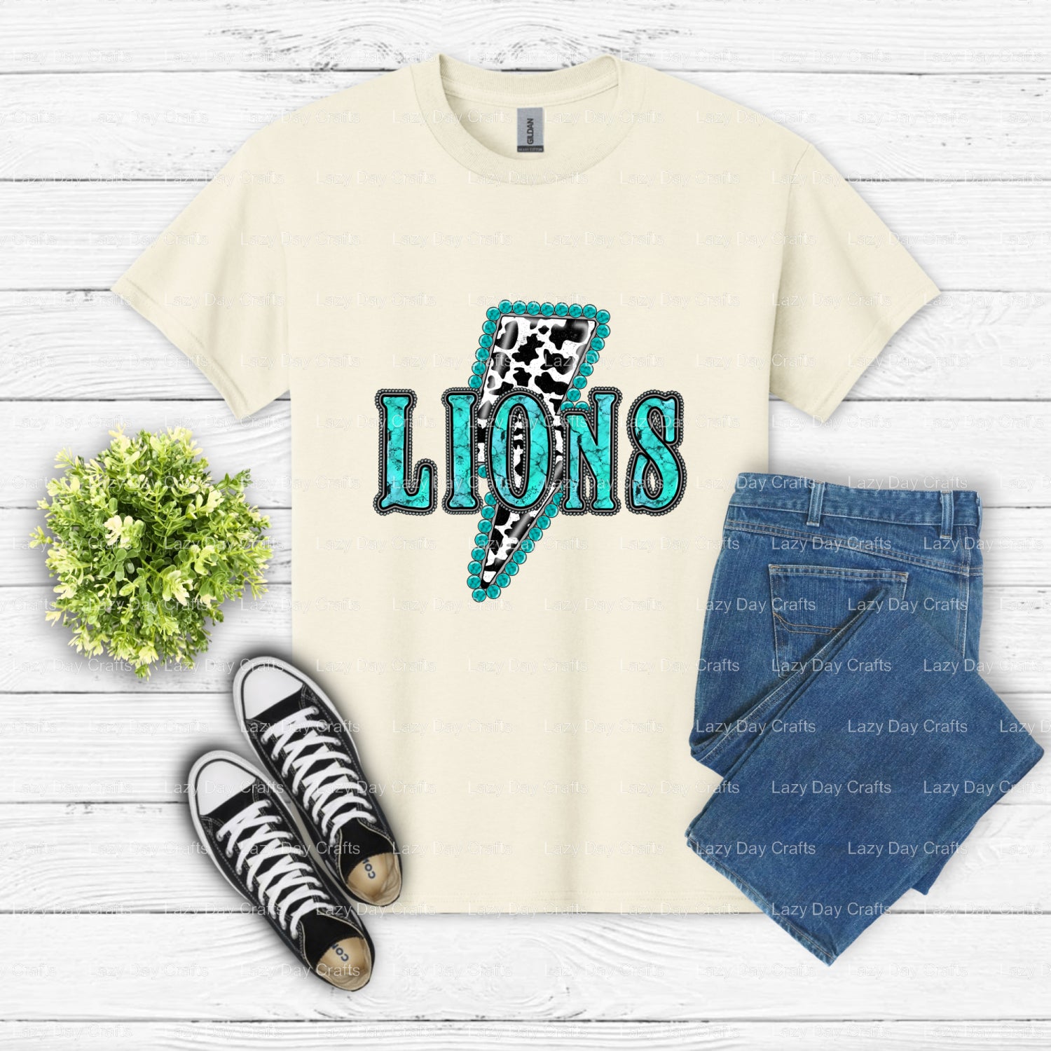 Lion Mascot Head – School Spirit DTF Transfer (view 2 of 2) – by Lazy Day Crafts – DTF Transfers – School Mascot, Apparel...