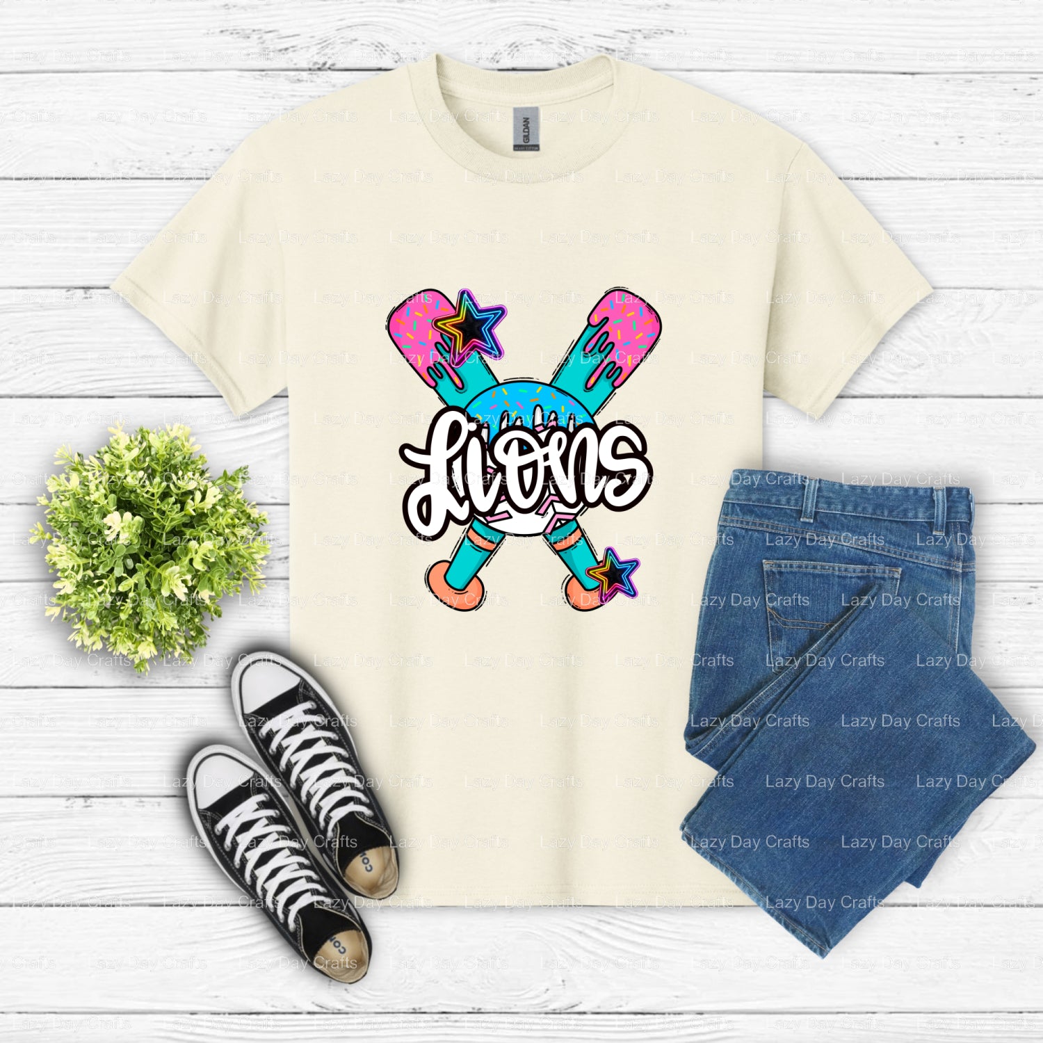 Lion Mascot School Spirit – DTF Transfer (view 2 of 2) – by Lazy Day Crafts – DTF Transfers – School Mascot, Apparel Crafts
