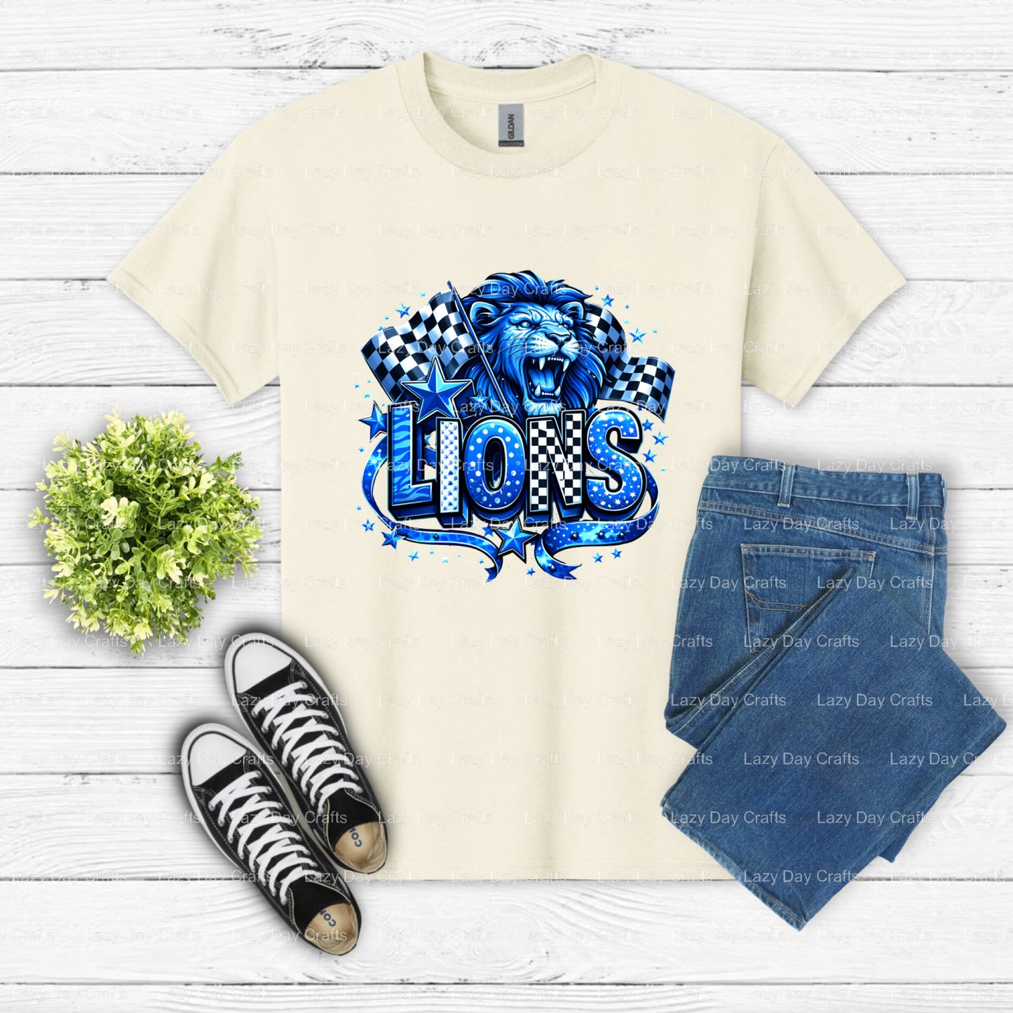 Lion Mascot School Spirit – DTF Transfer (view 2 of 2) – by Lazy Day Crafts – DTF Transfers – School Mascot, Team Sports