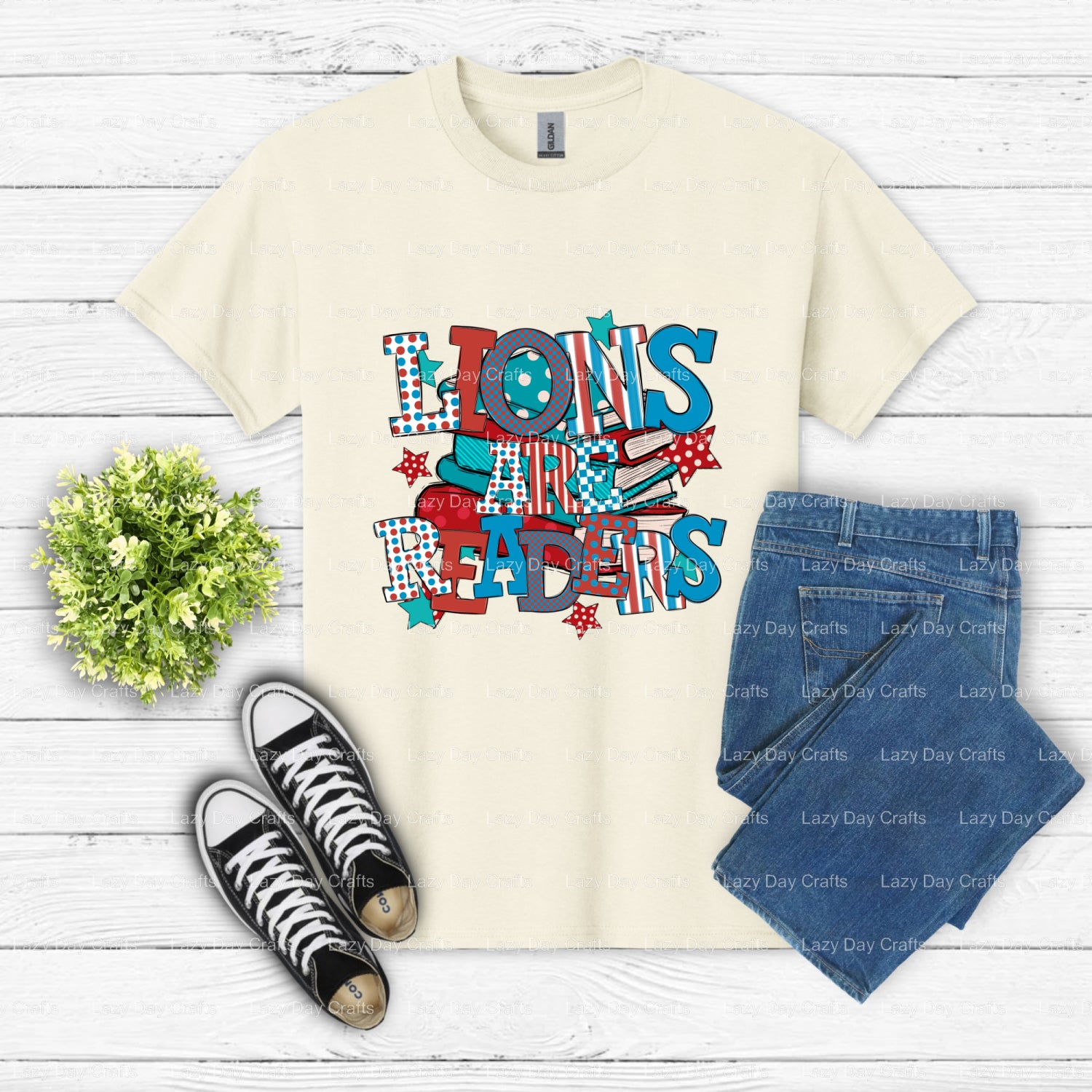 LIONS ARE READERS – School Mascot DTF Transfer (view 2 of 2) – by Lazy Day Crafts – DTF Transfers – School Mascot, DTF Tra...