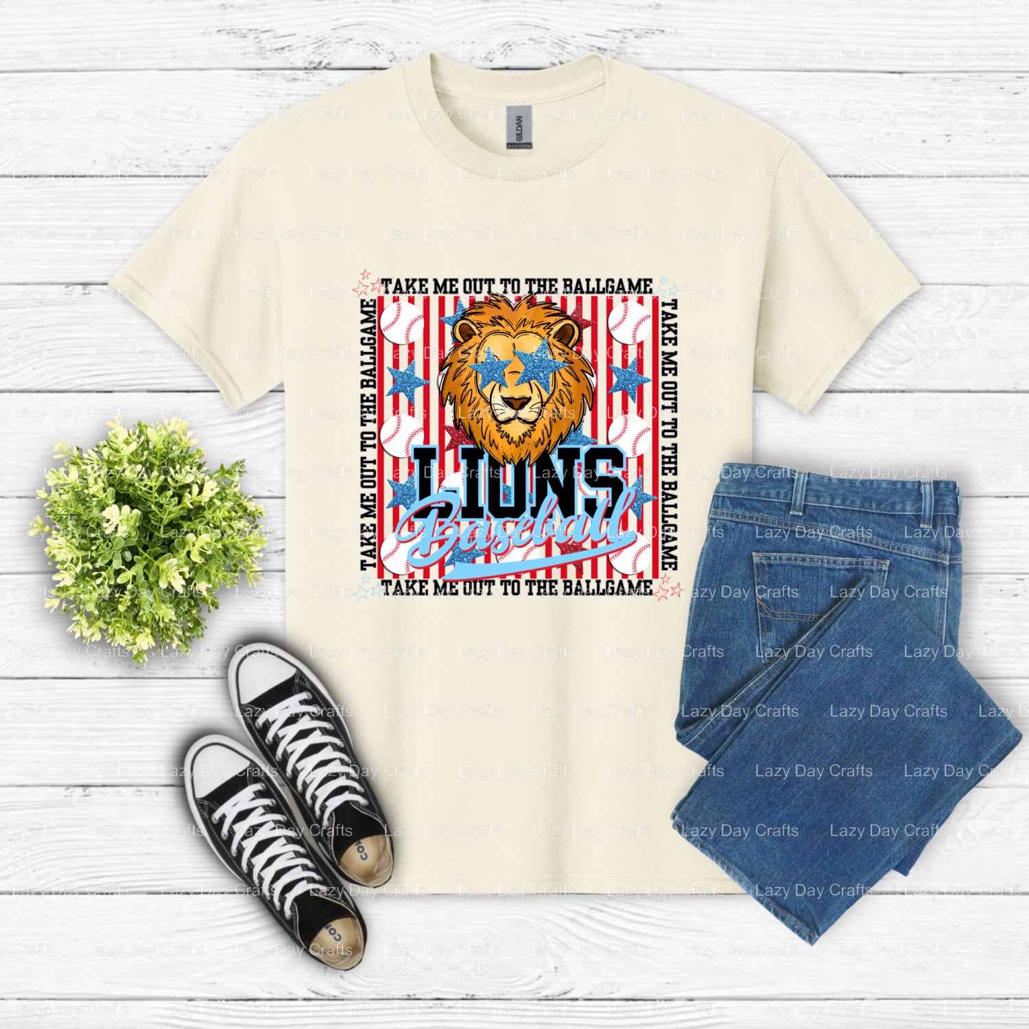 LIONS BASEBALL – School Mascot DTF Transfer (view 1 of 2) – by Lazy Day Crafts – DTF Transfers – School Mascot, Sports App...