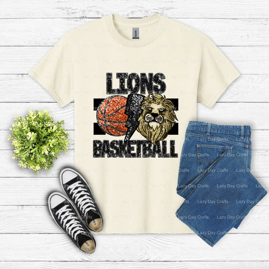 LIONS BASKETBALL – School Mascot DTF Transfer (view 1 of 2) – by Lazy Day Crafts – DTF Transfers – School Mascot, School S...