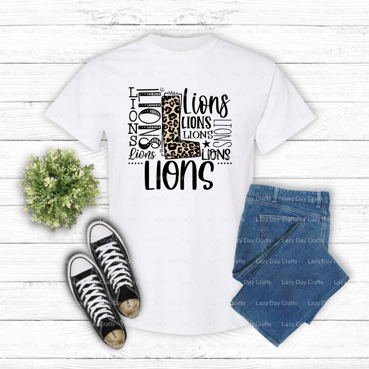LIONS Fierce Mascot – School Spirit DTF Transfer (view 2 of 2) – by Lazy Day Crafts – DTF Transfers – School Mascot, Appar...