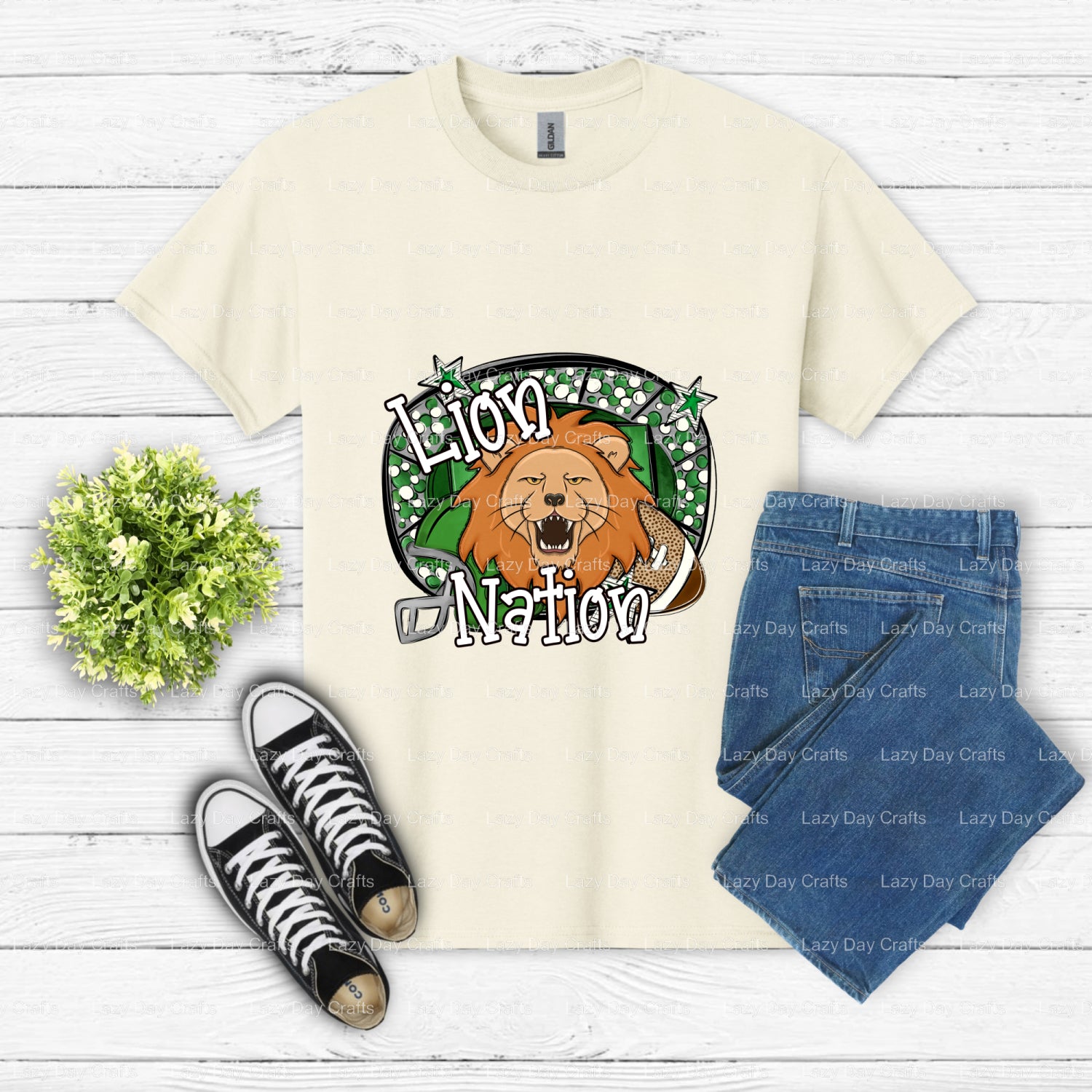 LIONS Fierce Mascot – School Spirit DTF Transfer (view 2 of 2) – by Lazy Day Crafts – DTF Transfers – School Mascot, Appar...