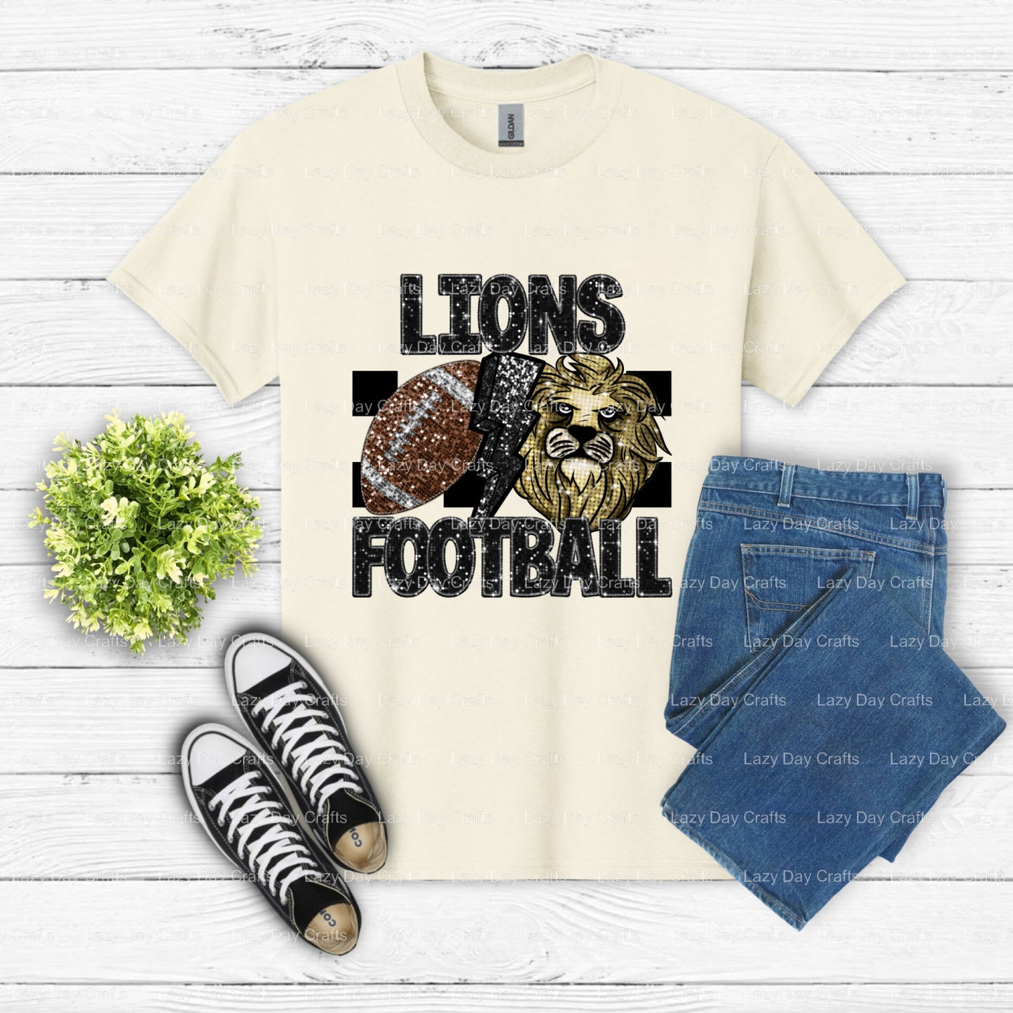 LIONS FOOTBALL – School Mascot DTF Transfer (view 2 of 2) – by Lazy Day Crafts – DTF Transfers – School Mascot, Sports App...