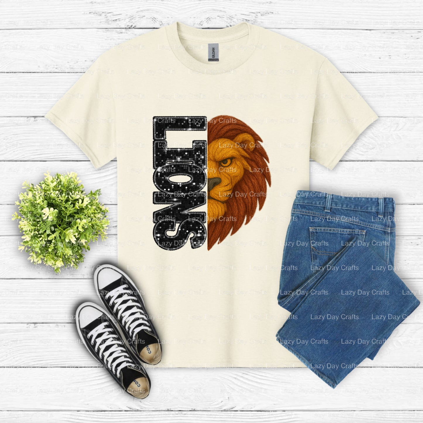LIONS Mascot Roar – School Spirit DTF Transfer (view 2 of 2) – by Lazy Day Crafts – DTF Transfers – School Mascot, Apparel...