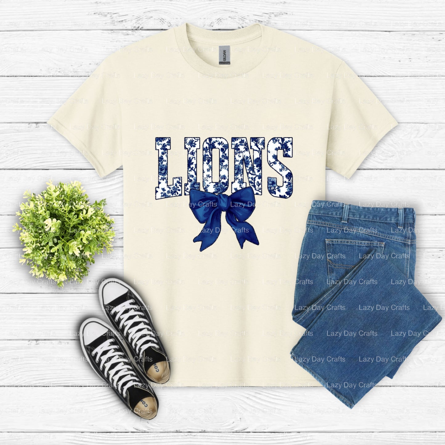 LIONS Mascot School Spirit – DTF Transfer (view 1 of 2) – by Lazy Day Crafts – DTF Transfers – School Mascot, Apparel Decor