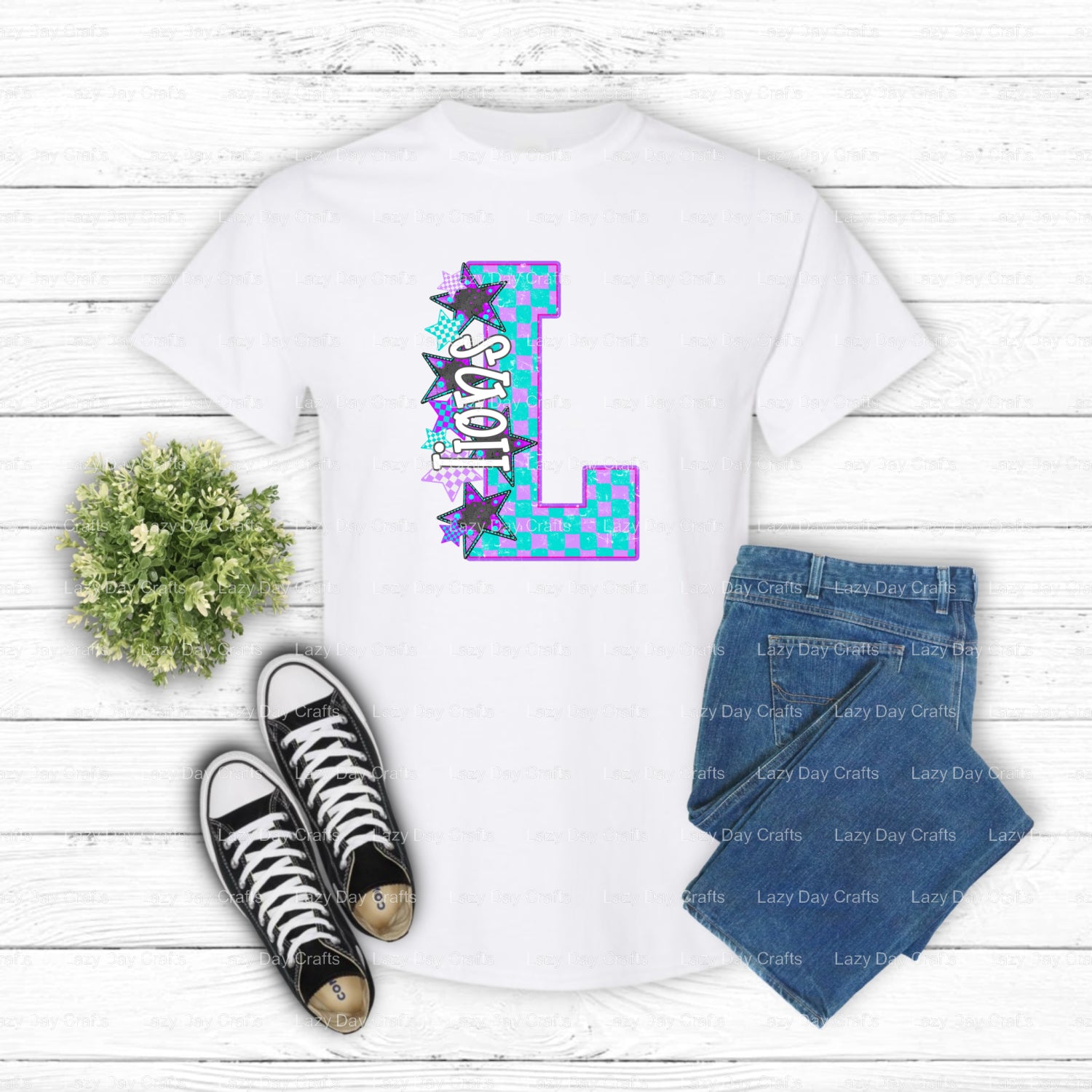 LIONS Mascot School Spirit – DTF Transfer (view 1 of 2) – by Lazy Day Crafts – DTF Transfers – School Mascot, Apparel Deco...