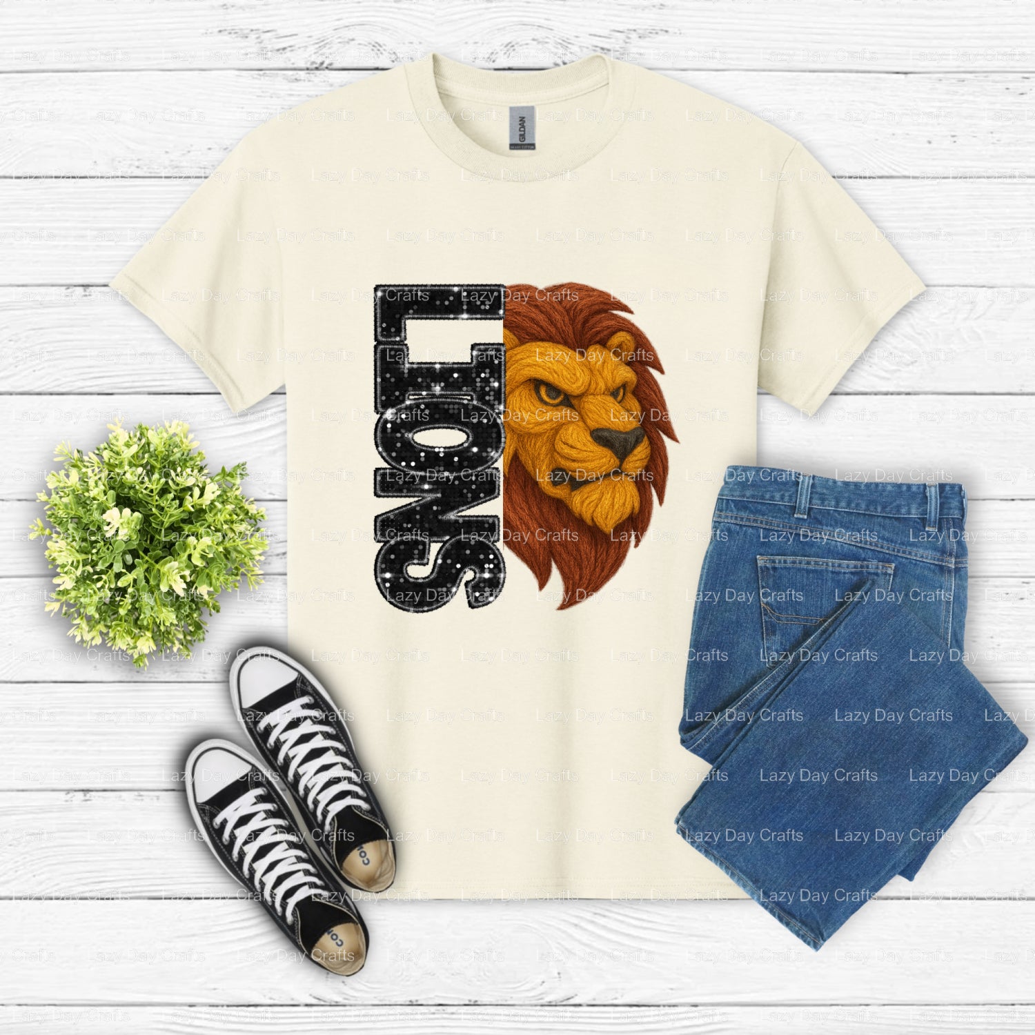 LIONS Mascot – School Spirit DTF Transfer (view 2 of 2) – by Lazy Day Crafts – DTF Transfers – School Mascot, School Spirit