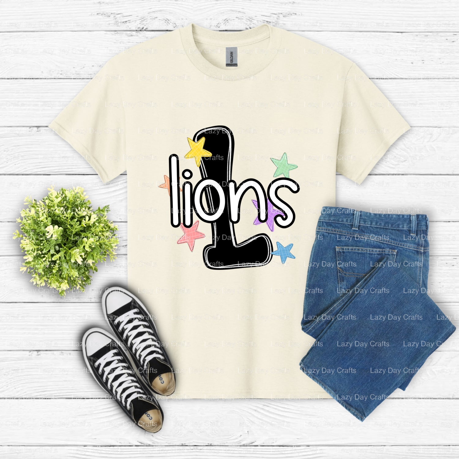 LIONS Roaring Lion Head – School Mascot DTF Transfer (view 1 of 2) – by Lazy Day Crafts – DTF Transfers – School Mascot, D...