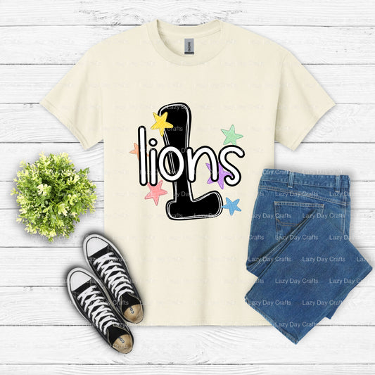 LIONS Roaring Lion Head – School Mascot DTF Transfer (view 1 of 2) – by Lazy Day Crafts – DTF Transfers – School Mascot, D...