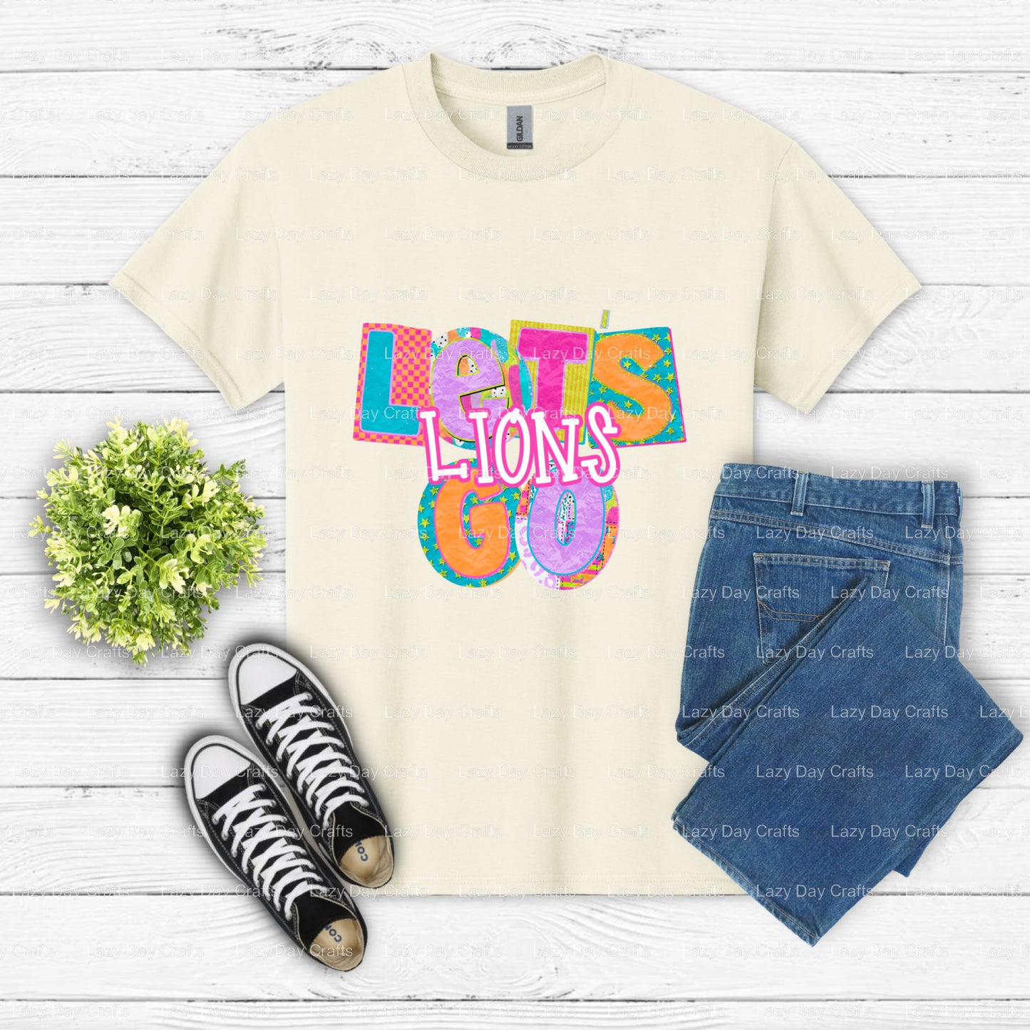 LIONS Roaring Mascot – School Spirit DTF Transfer (view 1 of 2) – by Lazy Day Crafts – DTF Transfers – School Mascot, Scho...