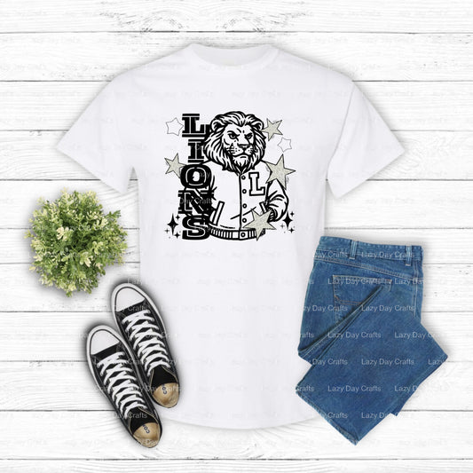 LIONS – School Mascot DTF Transfer (view 1 of 2) – by Lazy Day Crafts – DTF Transfers – School Mascot, Team Apparel