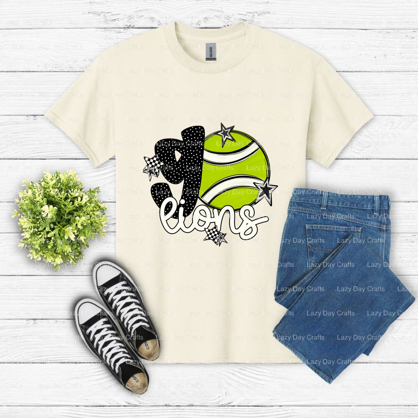 LIONS – School Mascot DTF Transfer (view 1 of 2) – by Lazy Day Crafts – DTF Transfers – School Mascot, Apparel Decoration