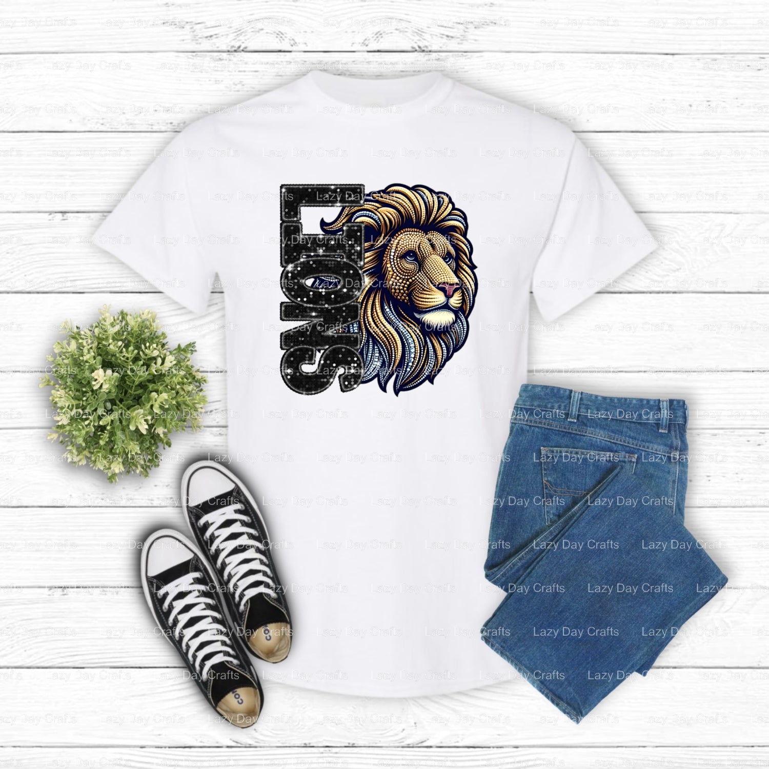 LIONS – School Mascot DTF Transfer (view 1 of 2) – by Lazy Day Crafts – DTF Transfers – School Mascot, Apparel Decoration