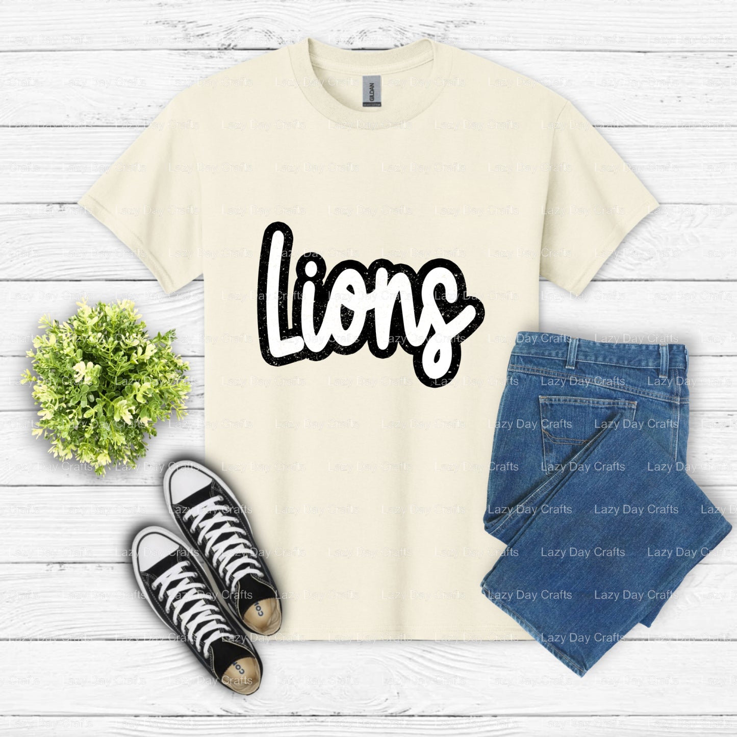 LIONS – School Mascot DTF Transfer (view 2 of 2) – by Lazy Day Crafts – DTF Transfers – School Mascot, Sports Apparel