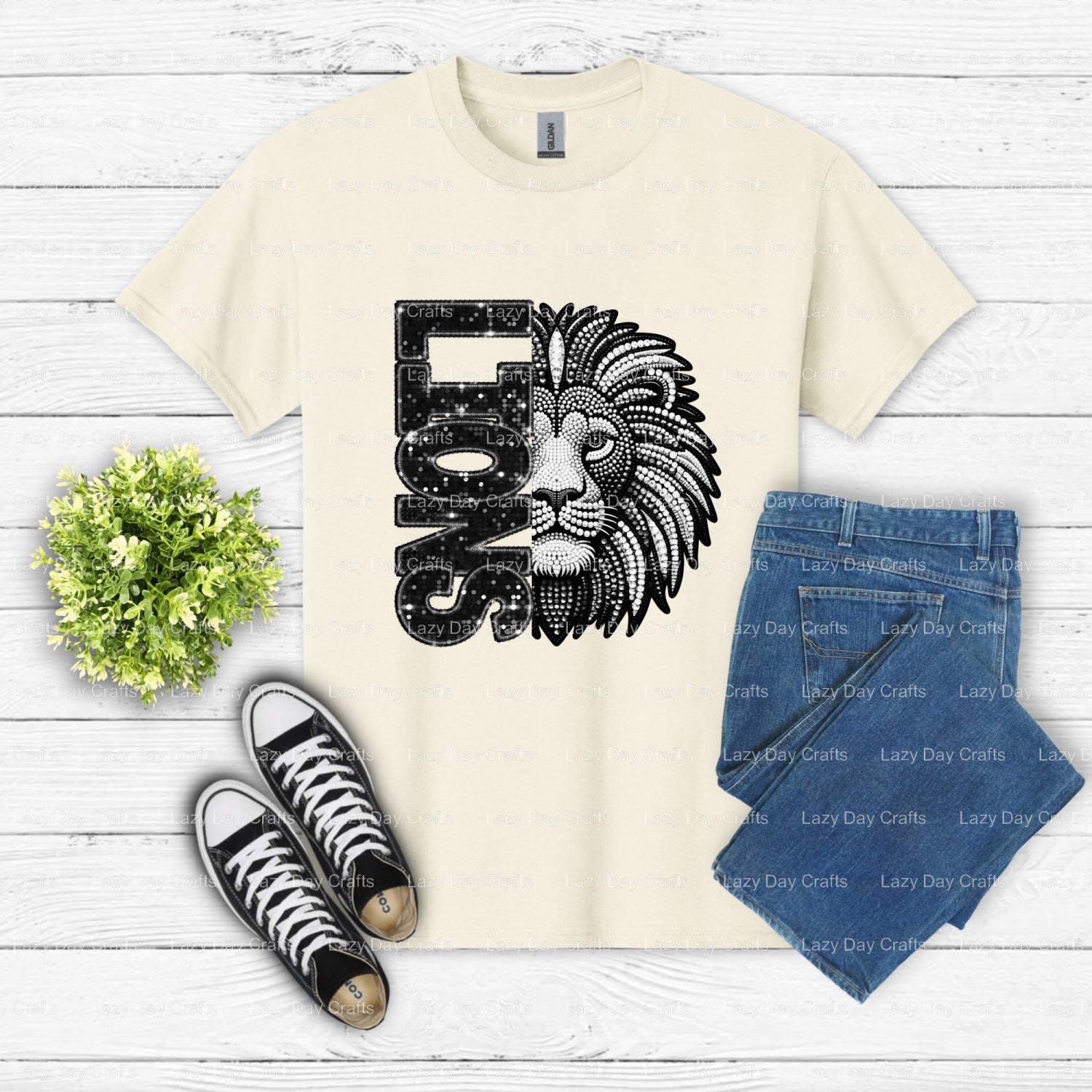 LIONS – School Mascot DTF Transfer (view 2 of 2) – by Lazy Day Crafts – DTF Transfers – School Mascot, Apparel Decor