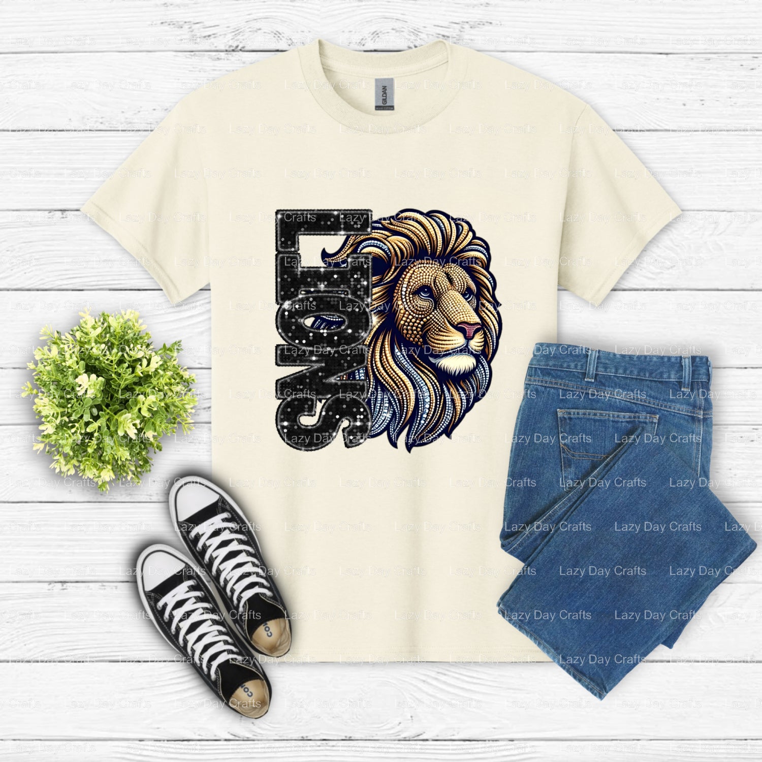 LIONS – School Mascot DTF Transfer (view 2 of 2) – by Lazy Day Crafts – DTF Transfers – School Mascot, Apparel Decoration