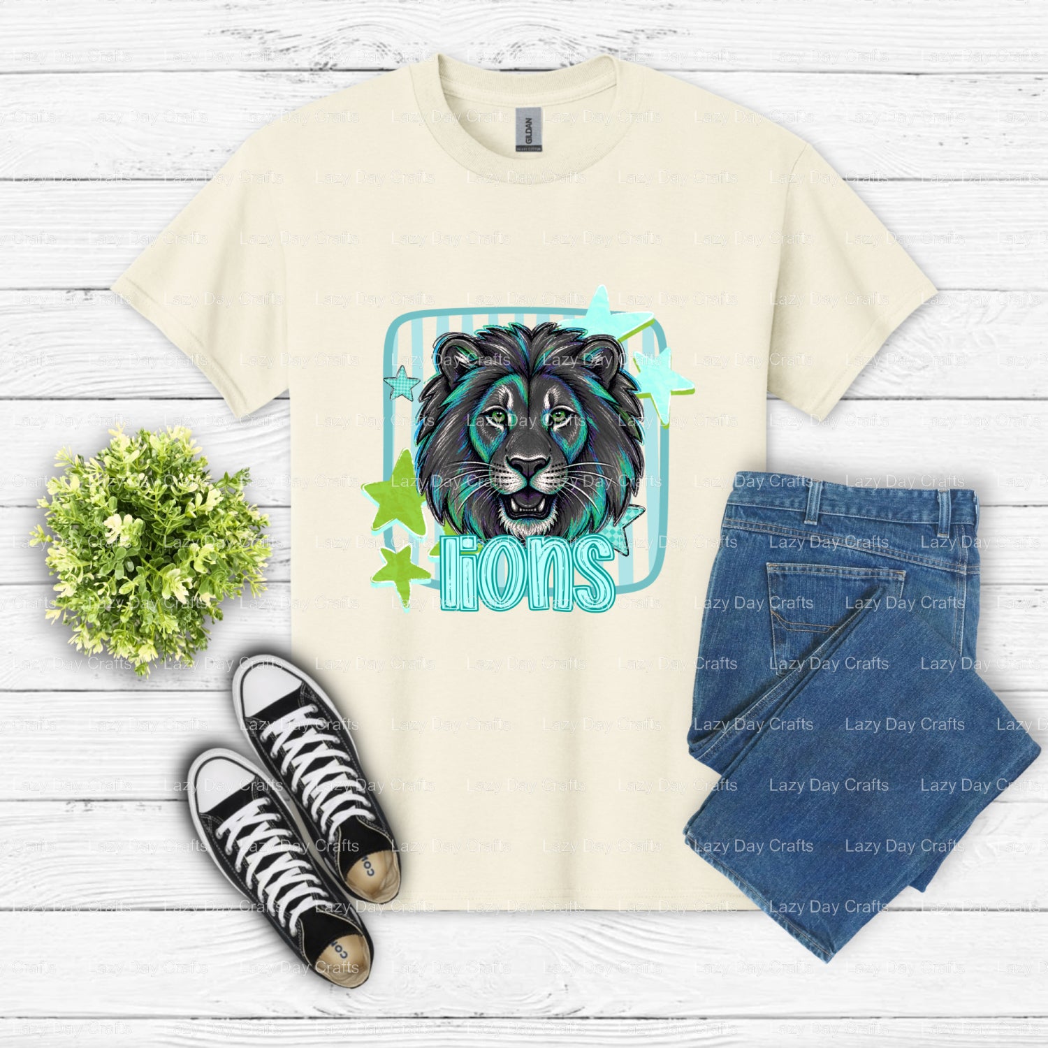 LIONS School Mascot – DTF Transfer (view 2 of 2) – by Lazy Day Crafts – DTF Transfers – School Mascot, DTF Transfer