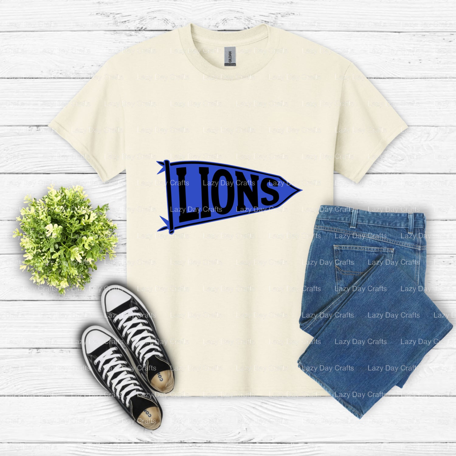LIONS – School Mascot DTF Transfer (view 2 of 2) – by Lazy Day Crafts – DTF Transfers – School Mascot, Apparel Decor