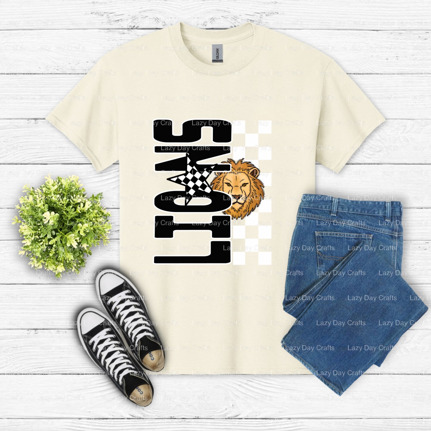 LIONS School Mascot – School Spirit DTF Transfer (view 1 of 2) – by Lazy Day Crafts – DTF Transfers – School Mascot, DTF T...