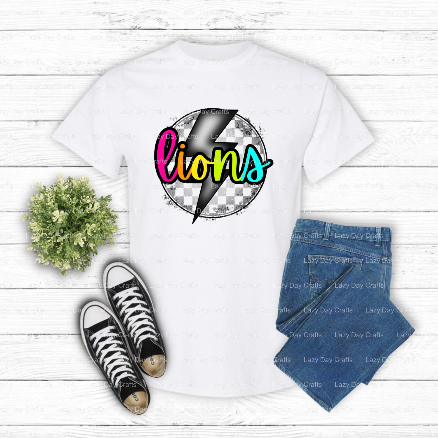 LIONS SPIRIT Lion Mascot – School Spirit DTF Transfer (view 2 of 2) – by Lazy Day Crafts – DTF Transfers – School Mascot,...