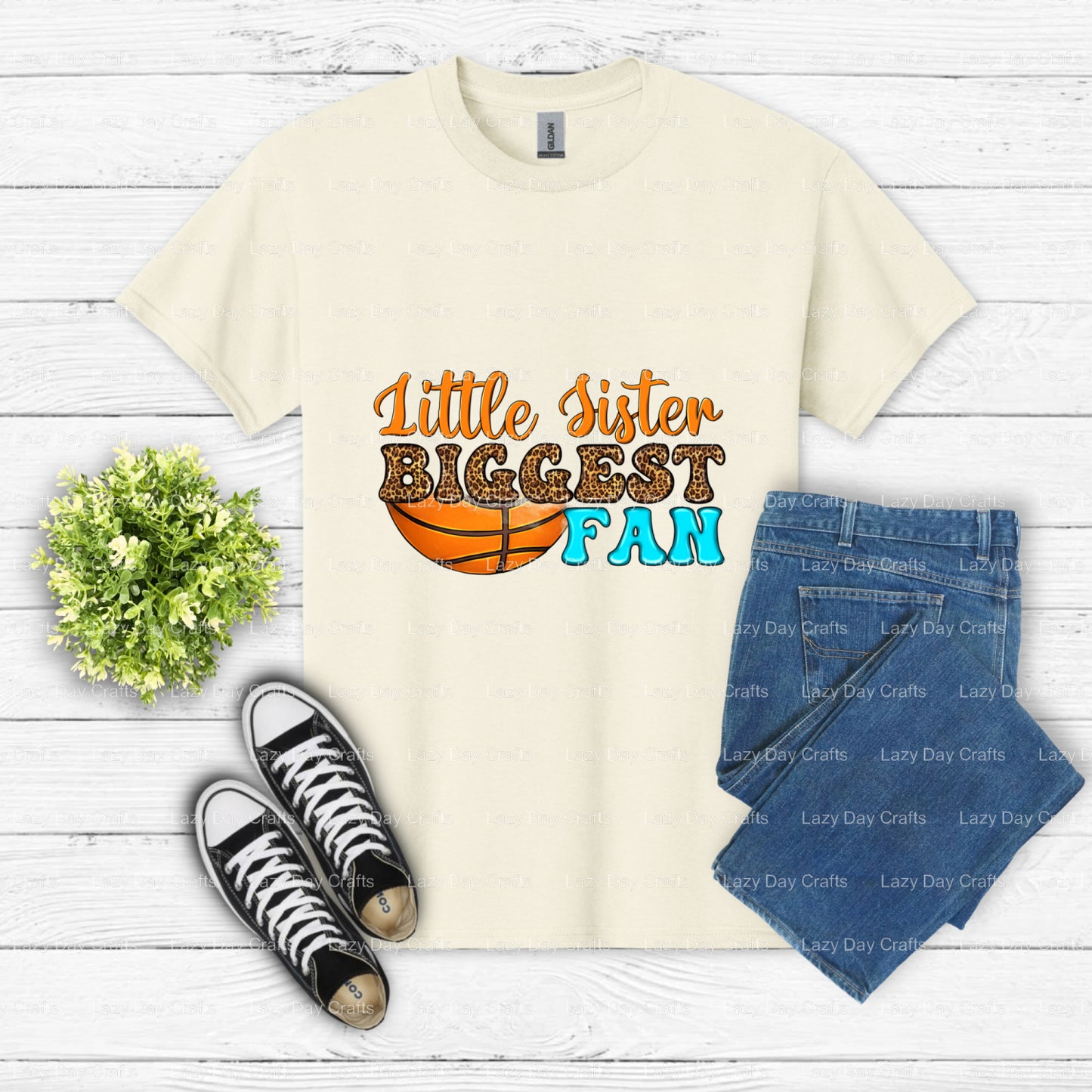 Little Sister Biggest Fan – Basketball DTF Transfer (view 2 of 2) – by Lazy Day Crafts – DTF Transfers – DTF Transfers, Pr...