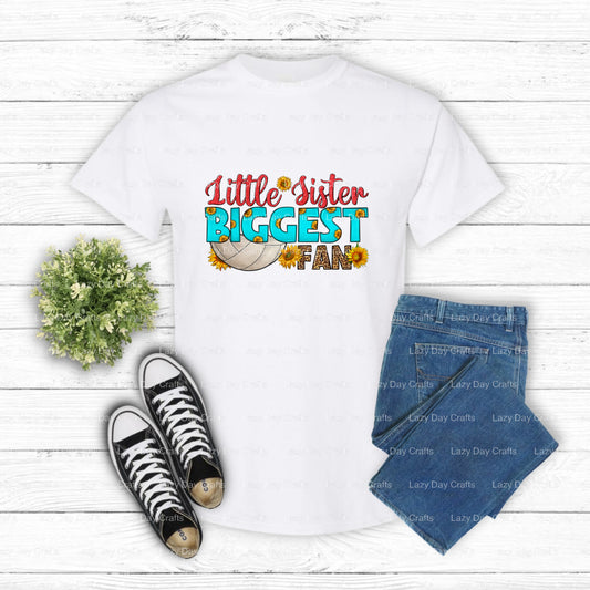 Little Sister Biggest Fan – Volleyball DTF Transfer (view 1 of 2) – by Lazy Day Crafts – DTF Transfers – Volleyball, DTF T...
