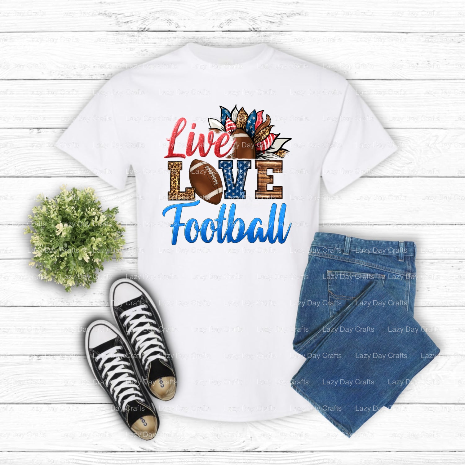 Live Love American Football – Football DTF Transfer (view 1 of 2) – by Lazy Day Crafts – DTF Transfers – DTF Transfers, Pr...